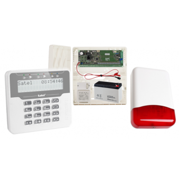 ZESTAW ALARMOWY SATEL VERSA 15 + VERSA-LCDM-WH + OPU-4P + SYRENA TI700
